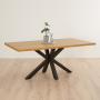 Industrial Natural Oak 180cm Dining Table with Black Starburst Legs – 6 to 8 Seater