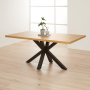 Industrial Herringbone Natural Oak 180cm Dining Table with Black Starburst Legs – 6 to 8 Seater