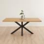 Industrial Herringbone Natural Oak 180cm Dining Table with Black Starburst Legs – 6 to 8 Seater