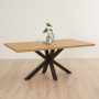 Industrial Herringbone Natural Oak 180cm Dining Table with Black Starburst Legs – 6 to 8 Seater