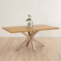 Industrial Herringbone Natural Oak 180cm Dining Table with Grey Starburst Legs – 6 to 8 Seater