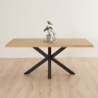 Industrial Herringbone Limed Oak 180cm Dining Table with Black Starburst Legs – 6 to 8 Seater