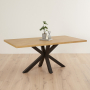 Industrial Herringbone Limed Oak 180cm Dining Table with Black Starburst Legs – 6 to 8 Seater