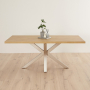 Industrial Herringbone Limed Oak 180cm Dining Table with Grey Starburst Legs – 6 to 8 Seater