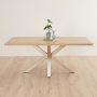 Industrial Herringbone White Oak 180cm Dining Table with Grey Starburst Legs – 6 to 8 Seater