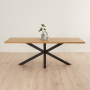 Industrial Natural Oak 220cm Dining Table with Black Starburst Legs – 8 to 10 Seater