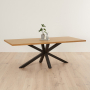 Industrial Natural Oak 220cm Dining Table with Black Starburst Legs – 8 to 10 Seater