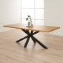 Industrial Herringbone Natural Oak 220cm Dining Table with Black Starburst Legs – 8 to 10 Seater