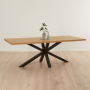 Industrial Herringbone Natural Oak 220cm Dining Table with Black Starburst Legs – 8 to 10 Seater