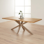 Industrial Herringbone Natural Oak 220cm Dining Table with Grey Starburst Legs – 8 to 10 Seater