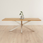 Industrial Herringbone Natural Oak 220cm Dining Table with Grey Starburst Legs – 8 to 10 Seater