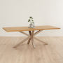 Industrial Herringbone Natural Oak 220cm Dining Table with Grey Starburst Legs – 8 to 10 Seater