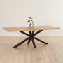 Industrial Herringbone Limed Oak 220cm Dining Table with Black Starburst Legs – 8 to 10 Seater