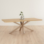 Industrial Herringbone Limed Oak 220cm Dining Table with Grey Starburst Legs – 8 to 10 Seater