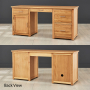 London Oak Large Twin Pedestal Home Office Desk