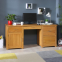 London Oak Large Twin Pedestal Home Office Desk