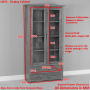 London Oak Glazed 2 Door 2 Drawer Tall Display Cabinet Unit