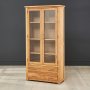 London Oak Glazed 2 Door 2 Drawer Tall Display Cabinet Unit