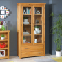 London Oak Glazed 2 Door 2 Drawer Tall Display Cabinet Unit