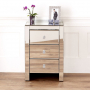 Venetian Mirrored 3 Drawer Bedside Table