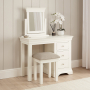 Wilmslow White Single Pedestal Dressing Table Set with Mirror + Stool