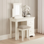 Wilmslow White Single Pedestal Dressing Table Set with Mirror + Stool