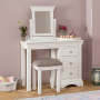 Wilmslow White Single Pedestal Dressing Table Set with Mirror + Stool