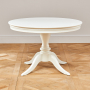 Wilmslow White Round Dining Table with 4 Natural Fabric Scoop Chairs