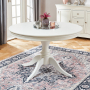 Wilmslow White Round Dining Table with 4 Natural Fabric Scoop Chairs