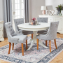 Wilmslow White Round Dining Table with 4 Grey Fabric Scoop Chair Set