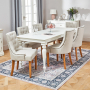 Wilmslow White Rectangle Dining Table + 6 Natural Fabric Scoop Chairs