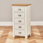 Cotswold Cream Painted 5 Drawer Tallboy Chest of Drawers