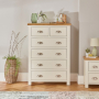 Cotswold Cream Painted Tall 2 Over 4 Drawer Chest of Drawers