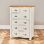 Cotswold Cream Painted Tall 2 Over 4 Drawer Chest of Drawers