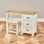 Cotswold Cream Pedestal Dressing Table with Fabric Stool Set