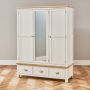 Cotswold Cream Painted Triple 3 Door Wardrobe with Mirror