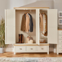 Cotswold Cream Painted Triple 3 Door Wardrobe with Mirror