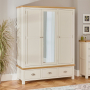 Cotswold Cream Painted Triple 3 Door Wardrobe with Mirror