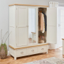 Cotswold Cream Painted Triple 3 Door Wardrobe with Mirror