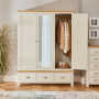 Cotswold Cream Painted Triple 3 Door Wardrobe with Mirror