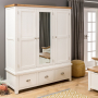 Cheshire Cream Painted Triple 3 Door Mirrored Wardrobe with 3 Drawers