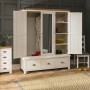 Cheshire Cream Painted Triple 3 Door Mirrored Wardrobe with 3 Drawers