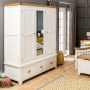 Cheshire Cream Painted Triple 3 Door Mirrored Wardrobe with 3 Drawers