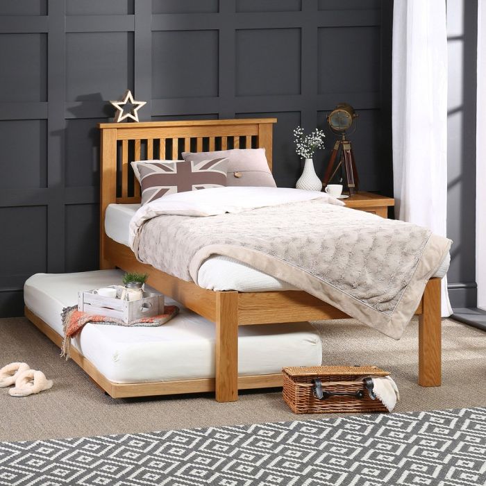 Solid Oak 3ft Single Bed With Guest Bed The Furniture Market