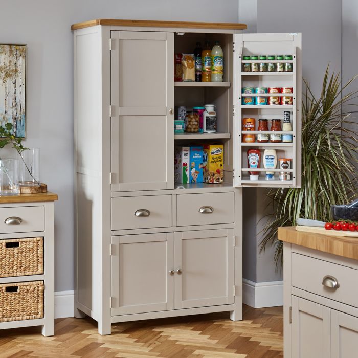 Cotswold Grey Painted Double Kitchen Larder Pantry Cupboard | The ...