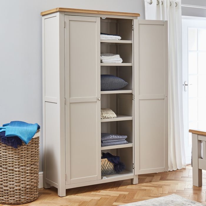 Cotswold Grey Painted Double Linen Storage Cupboard The Furniture Market