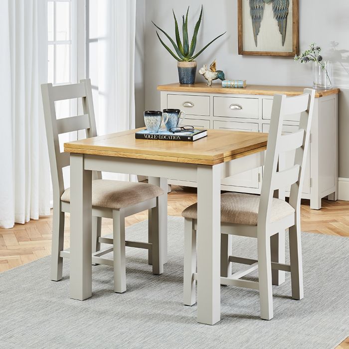 Cotswold Grey Square Flip Top Dining Table and 2 Chair Set | The ...