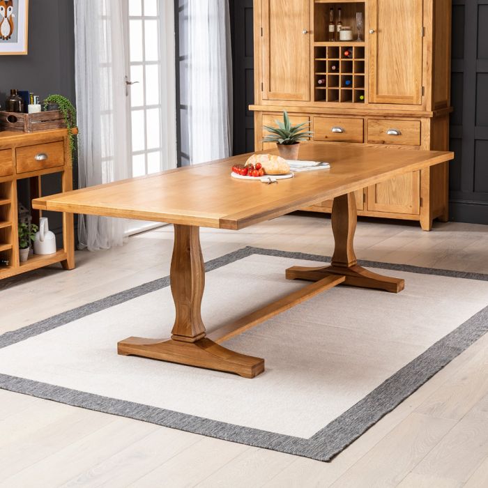 Solid Oak Refectory Dining Table - 2.4m Length - Seats 8 ...