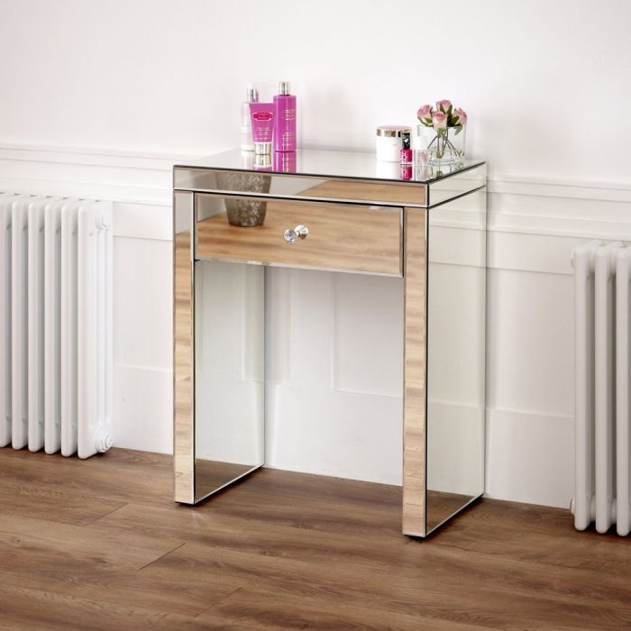 Venetian Mirrored Compact 1 Drawer Dressing Table The Furniture