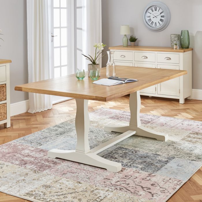 Cream Dining Table And 6 Chairs Uk - Urban Deco Orbit 200cm Cream